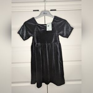 NWT Okie Dokie 5T Girls Black Balloon Sleeve Velvet A Line Dress